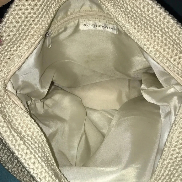 WORTHINGTON crocheted weave boho handbag zipper closures size 12 X 12 - Picture 4 of 8